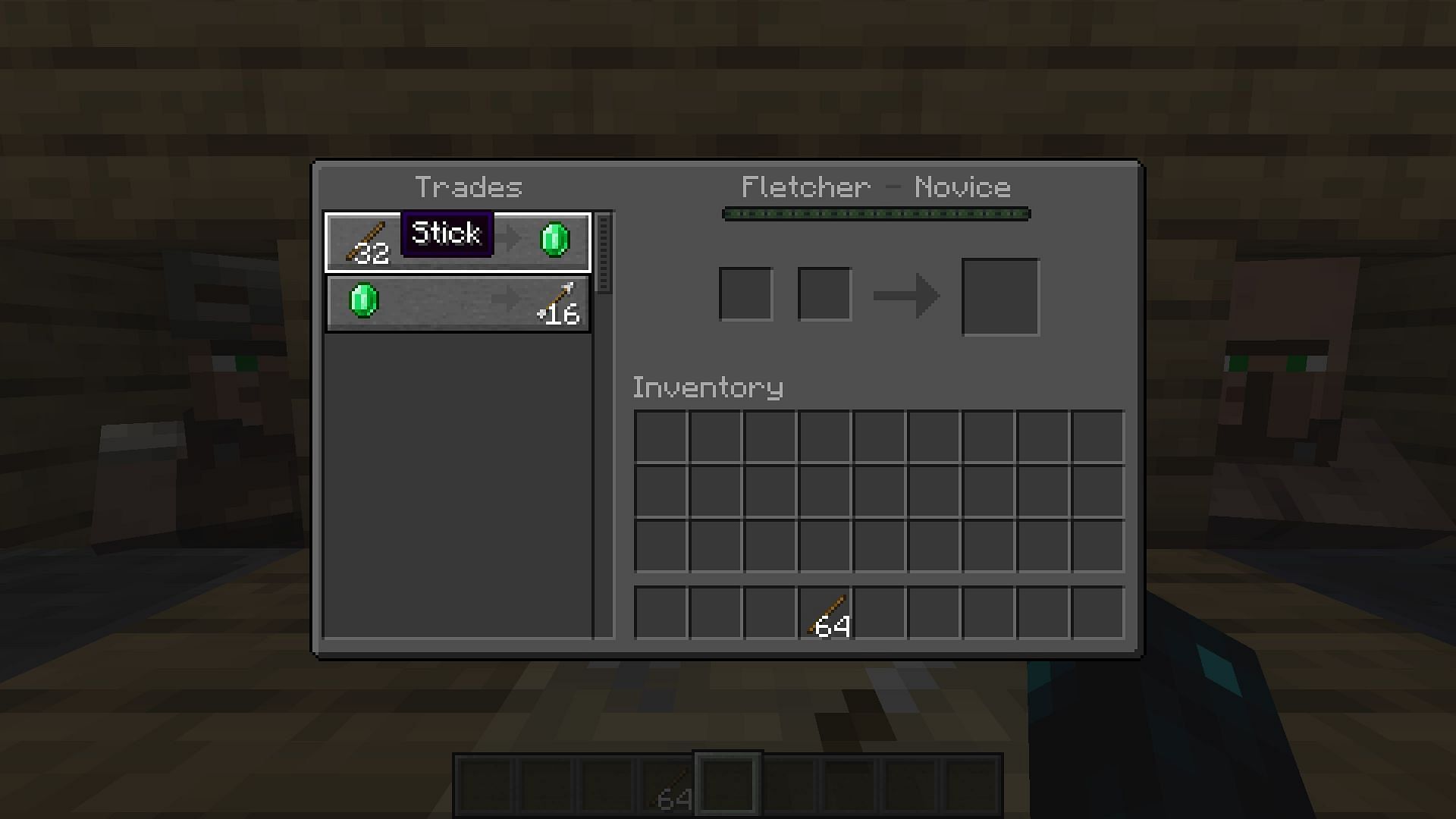 Sticks are extremely easy to craft, hence they are best items to trade in Minecraft (Image via Mojang)