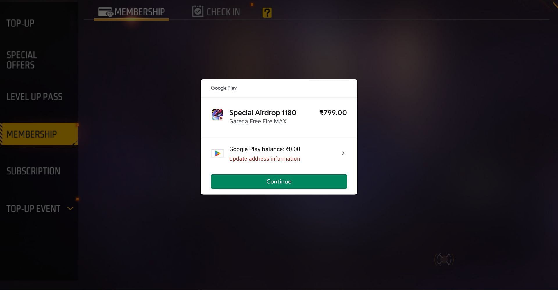 Make the payment through the desired option (Image via Garena)