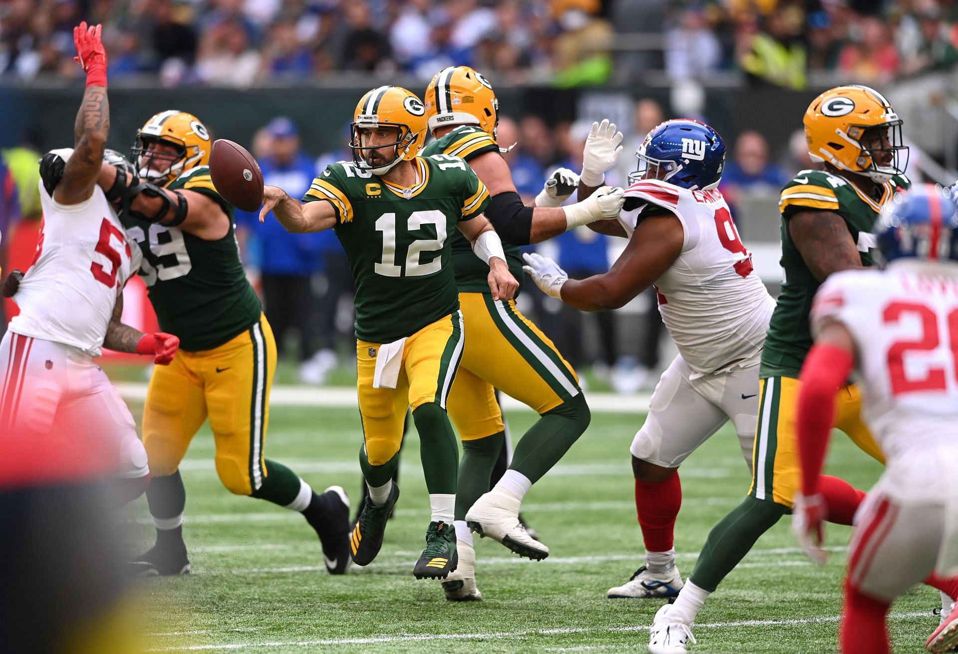 Aaron Rodgers in action