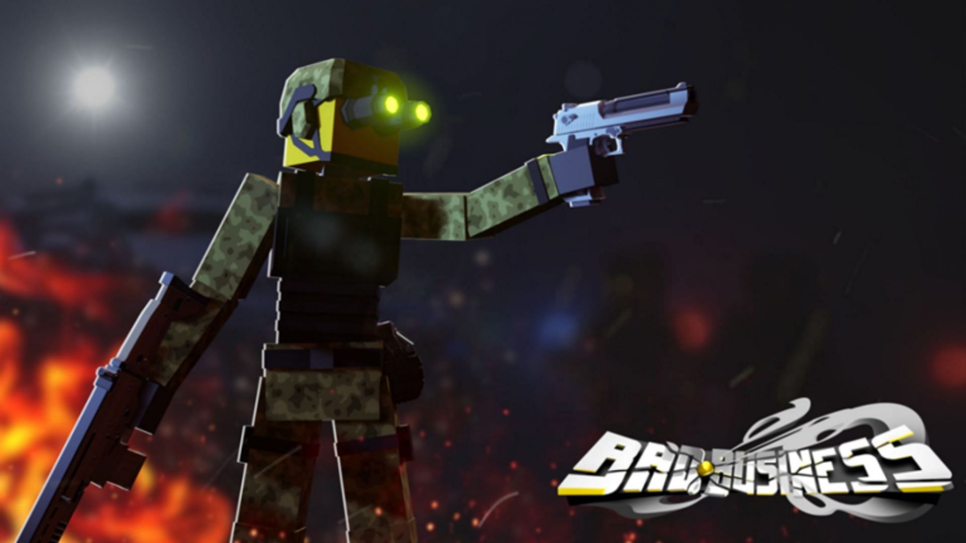 Sneak up on your enemies or go full Rambo on them in Bad Business (Image via Roblox) 