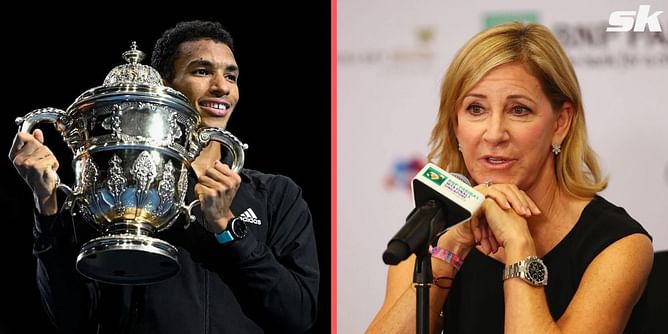 Chris Evert reacts in disbelief to Felix Auger-Aliassime's incredible service record