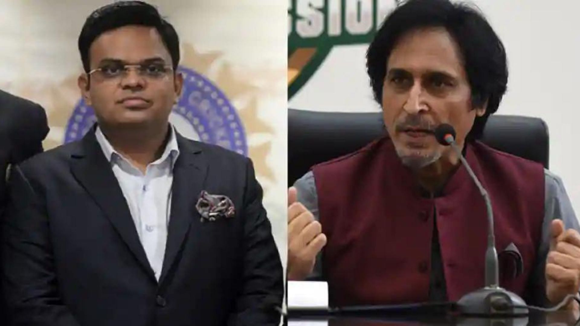 ACC President Jay Shah (L) and PCB Chairman Ramiz Raja. (P.C.:Twitter)