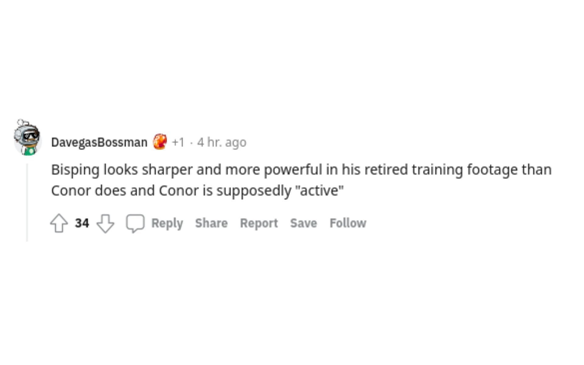 One fan suggesting Bisping is in better shape than Conor McGregor