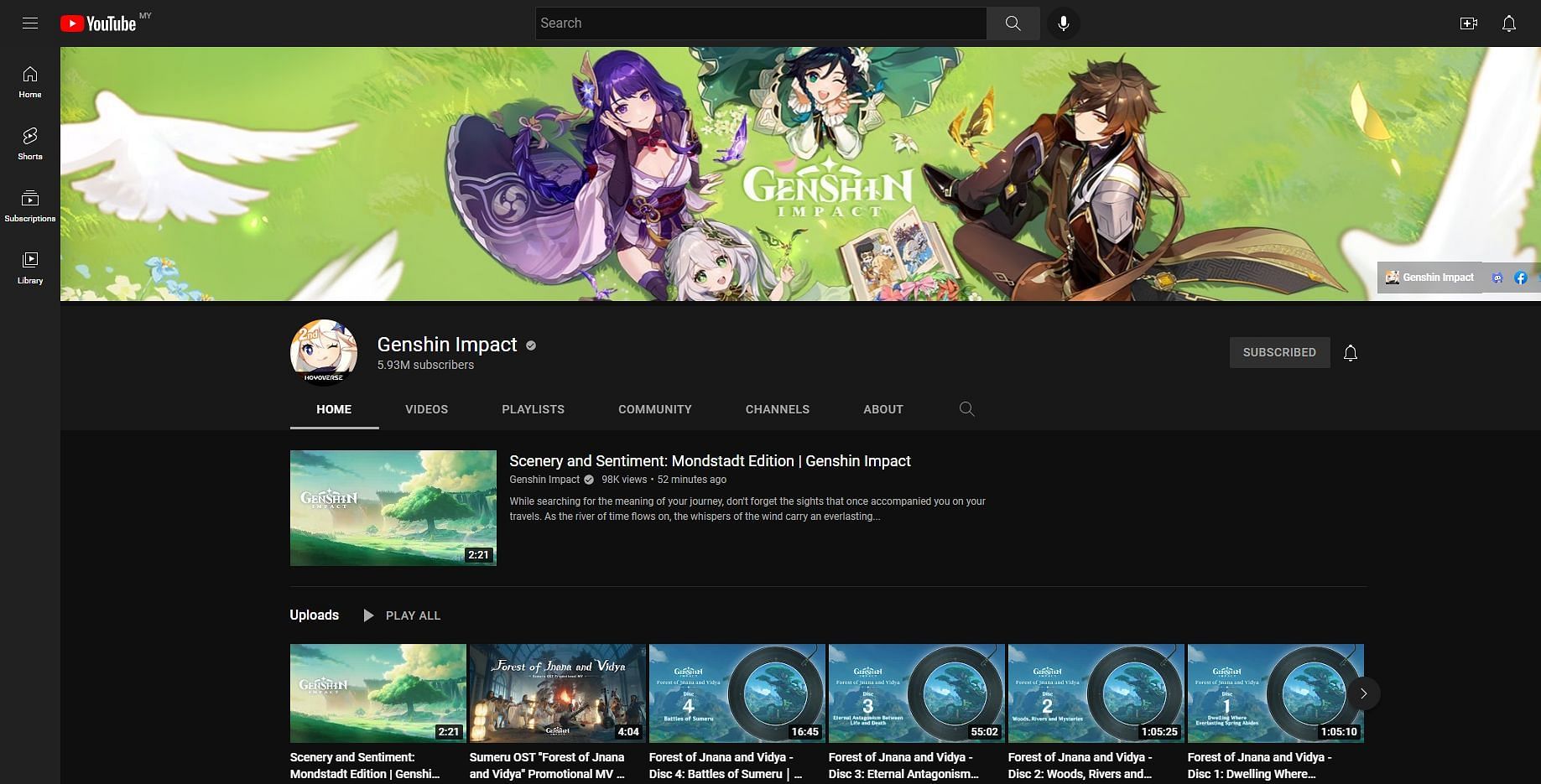 The game&#039;s official YouTube channel (Image via YouTube/GenshinImpact)