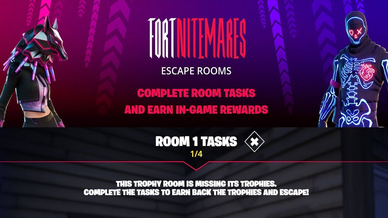 Fortnite Escape Room challenges will grant four rewards in total (Image via Epic Games)