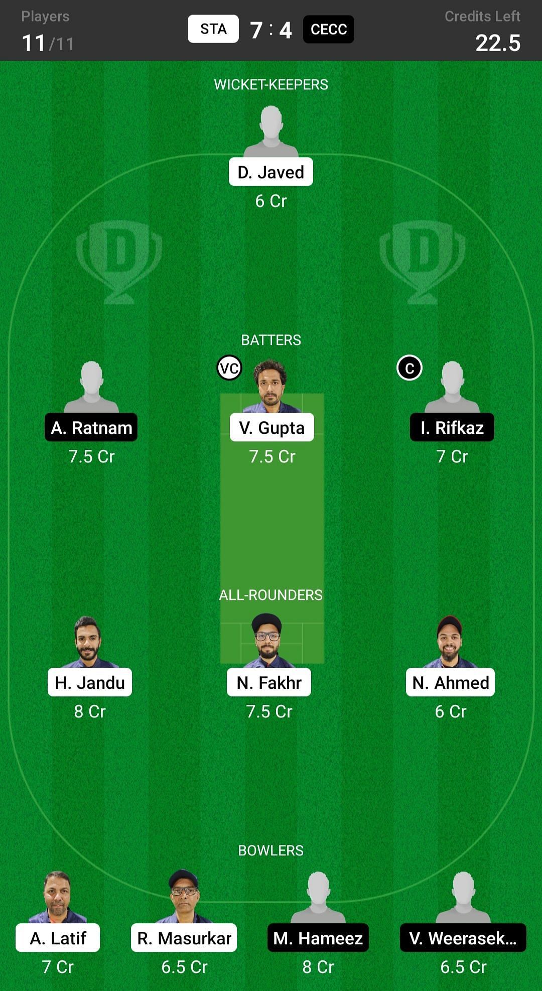 Stack CC vs Ceylinco Express CC Fantasy suggestion #2