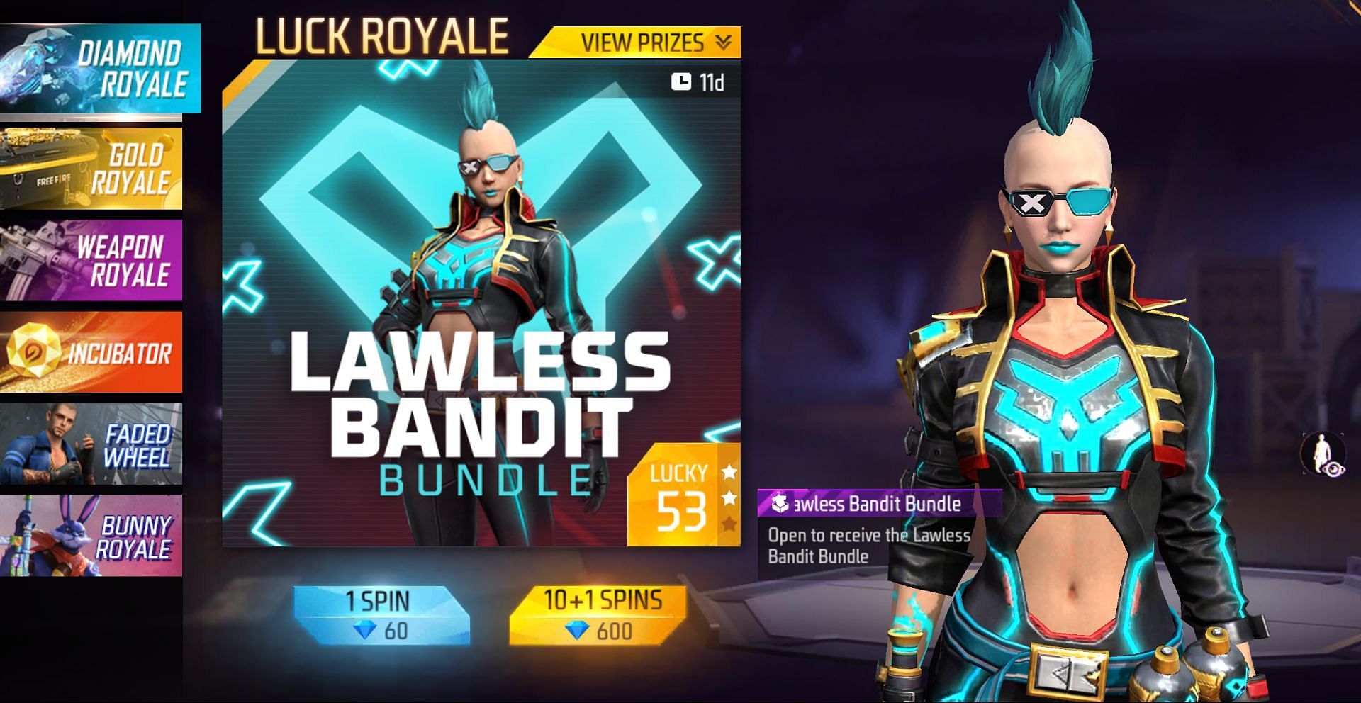 حدد Weapon Royale من القائمة الموجودة على الجانب الأيسر.  (الصورة من Garena)