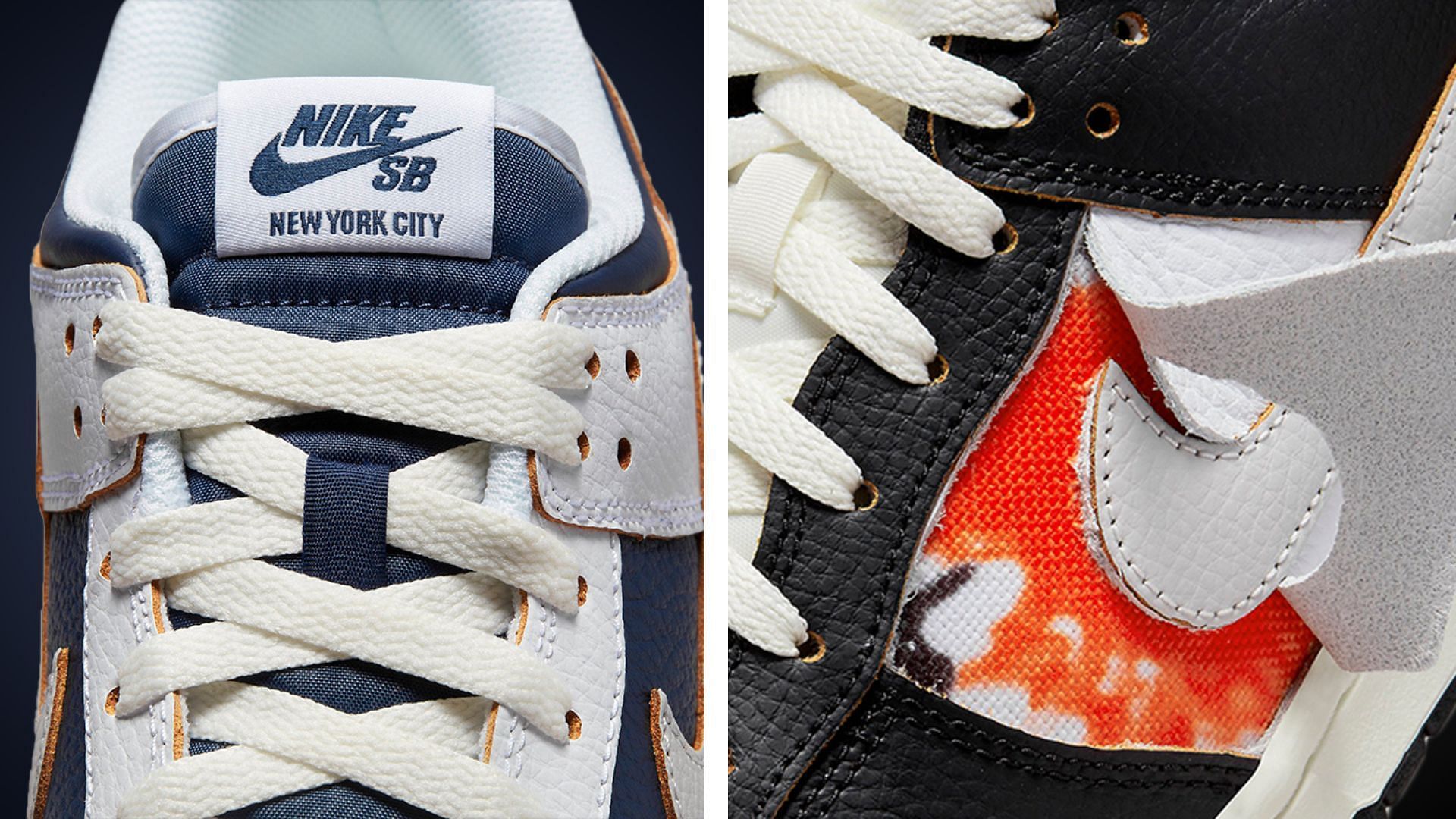 Here&#039;s a detailed look at the tongue areas and tie-dye prints of the sneakers (Image via Nike)