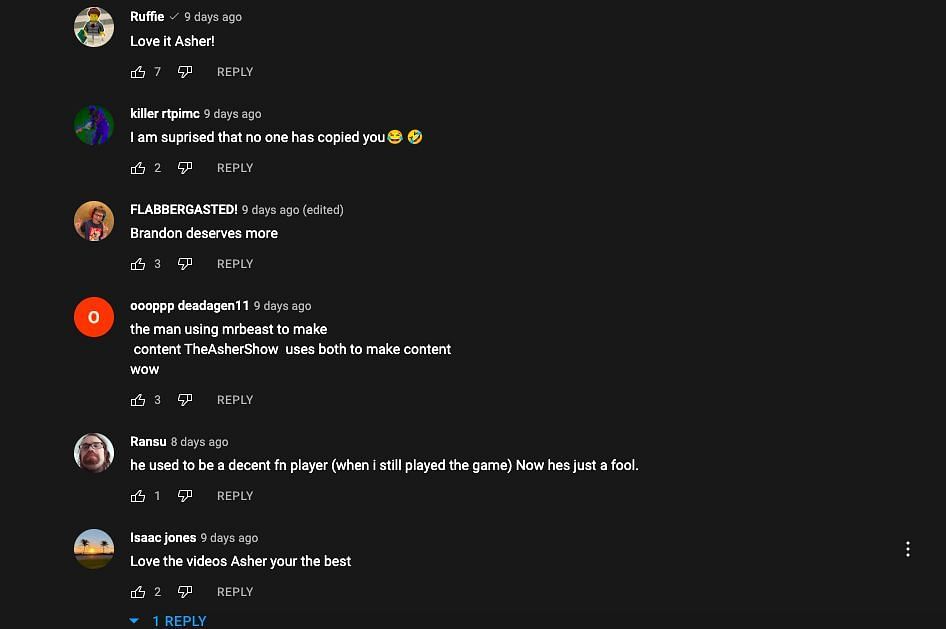 Frustrated comments filled the replies to the video (Image via YouTube/TheAsherShow)