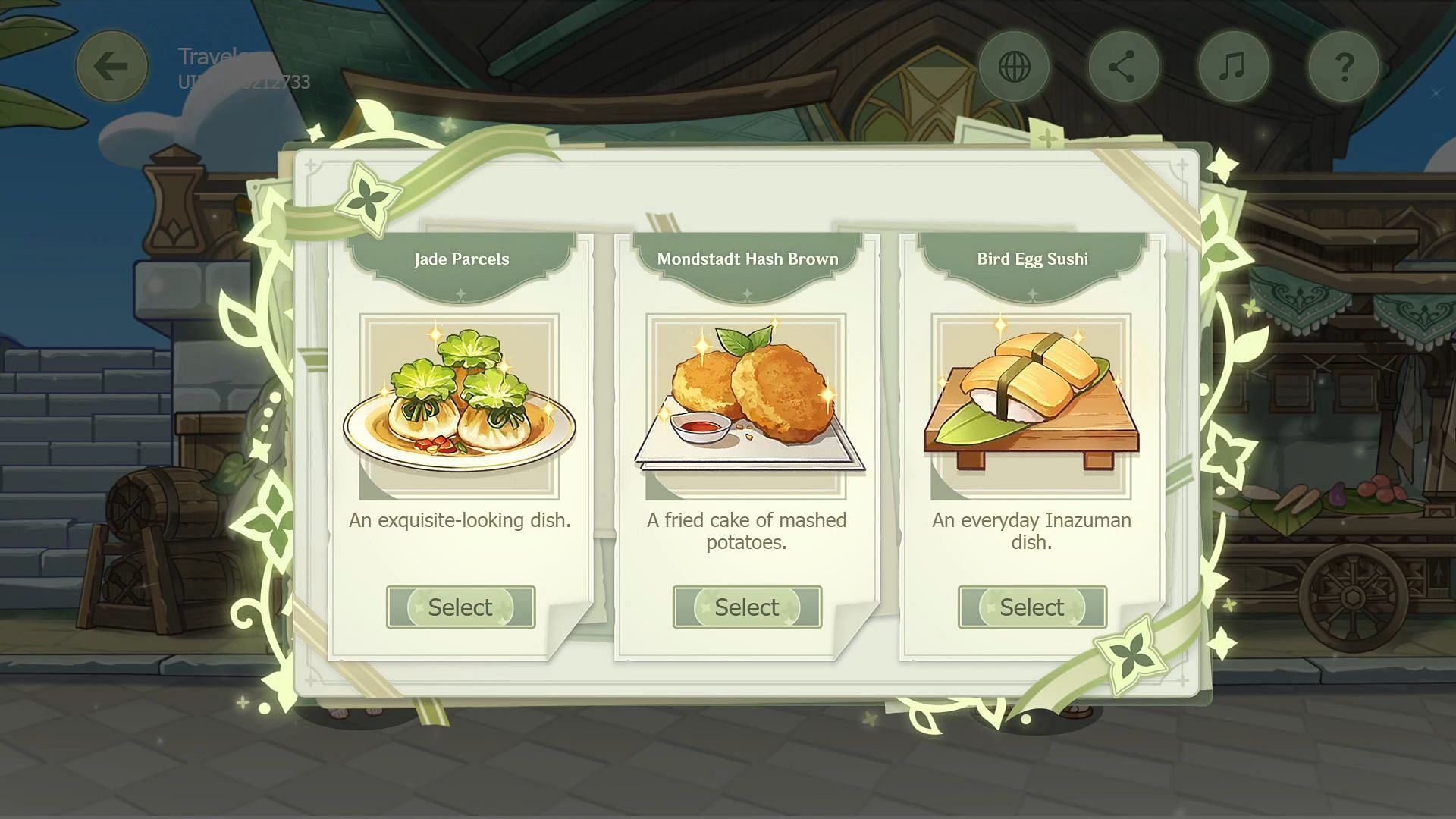 Choose any one of the dish above for the NPC (Image via HoYoverse)