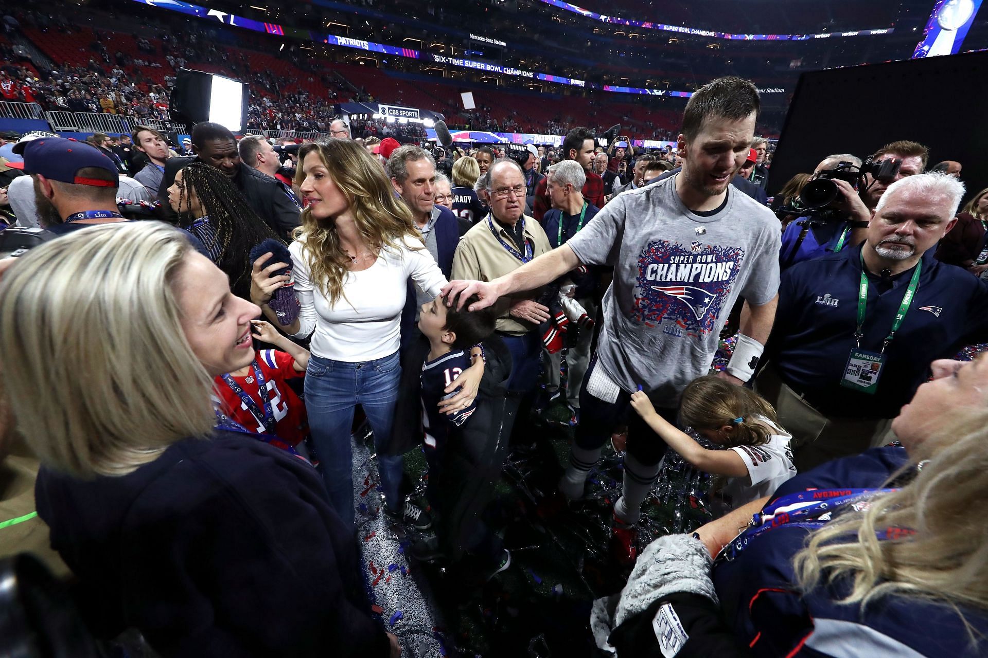 Tom Brady, Gisele, and the kids at the Super Bowl LIII