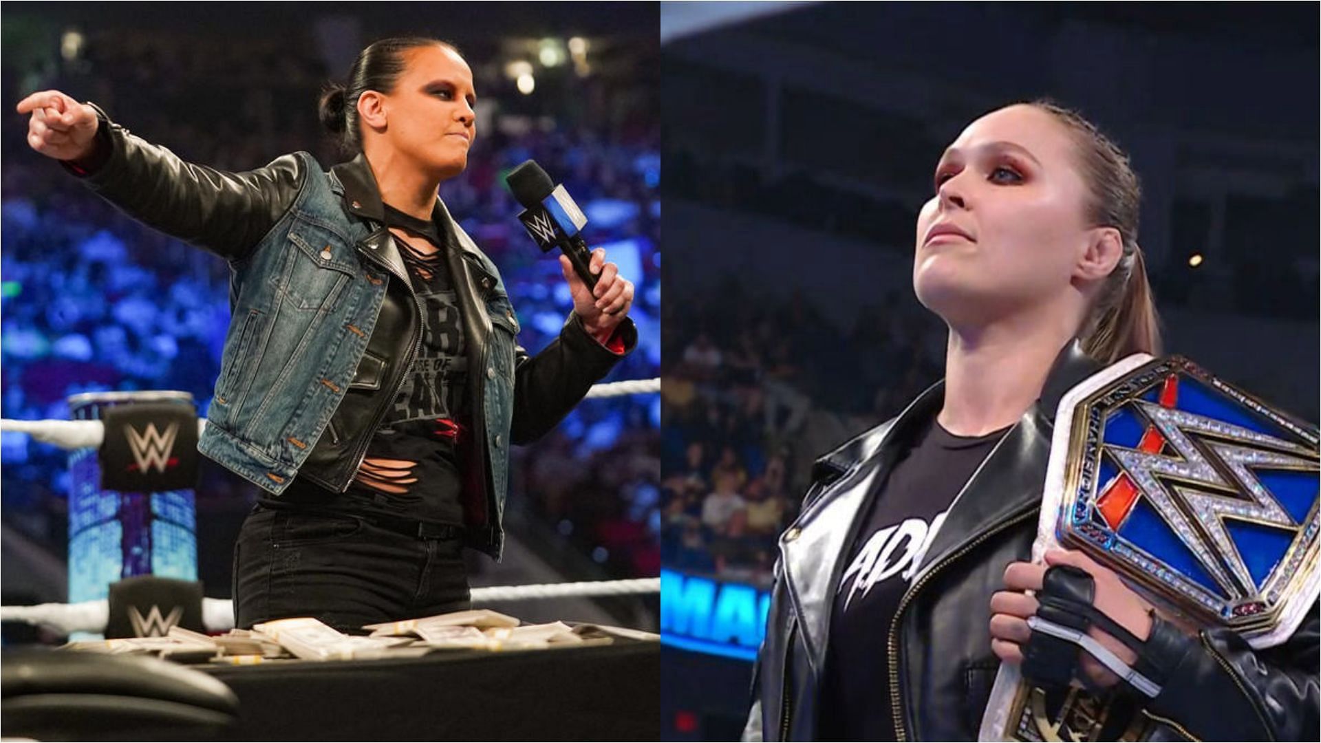 Shayna Baszler (left); Ronda Rousey (right)