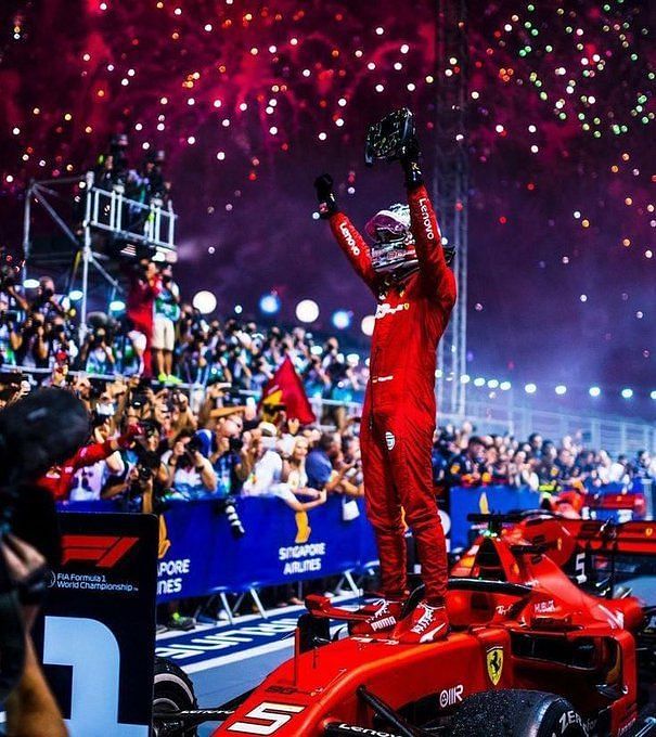 Why is Sebastian Vettel called the 'Lion of Singapore'?