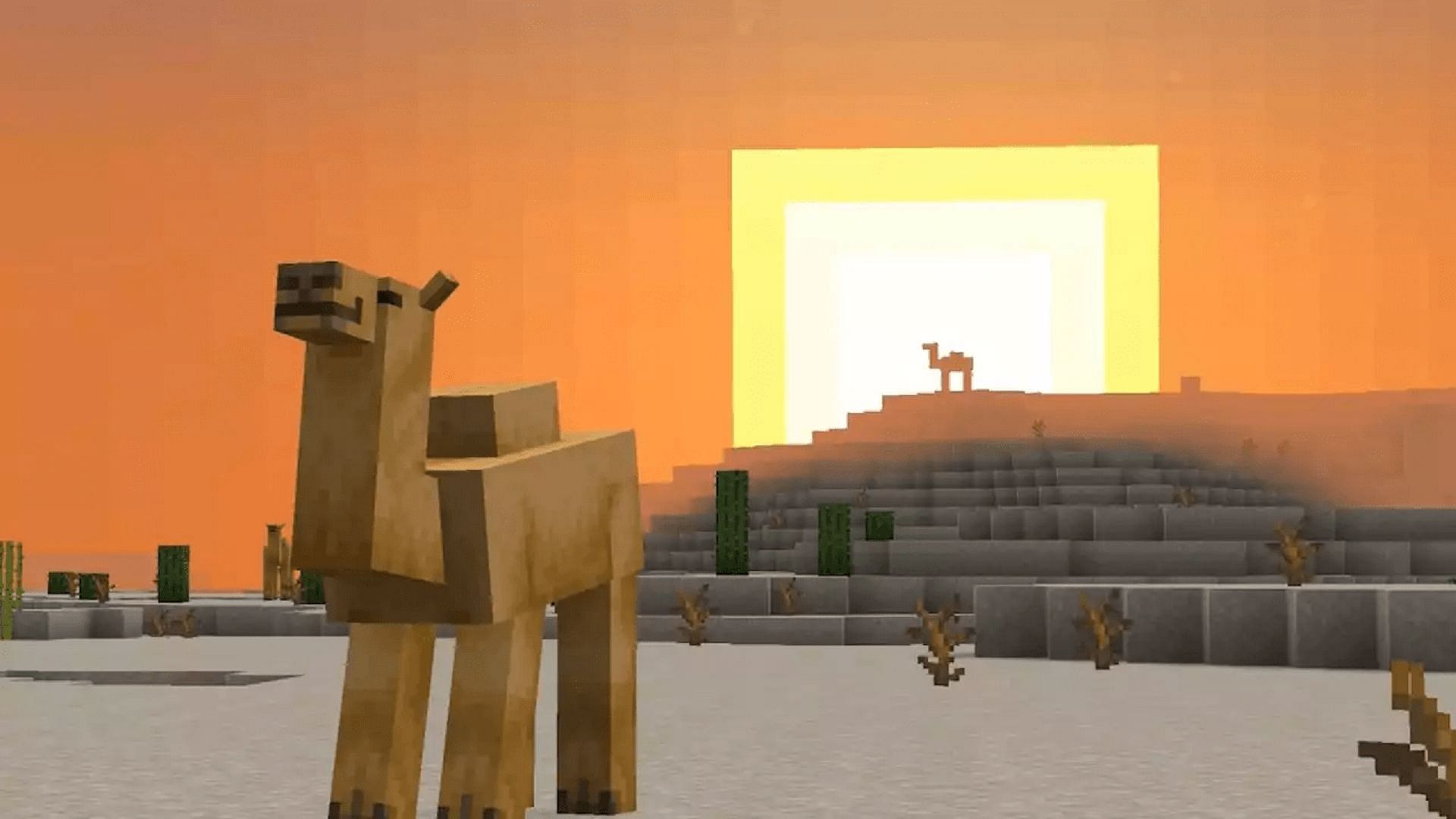 A camel basks in the sun in Minecraft (Image via Mojang)