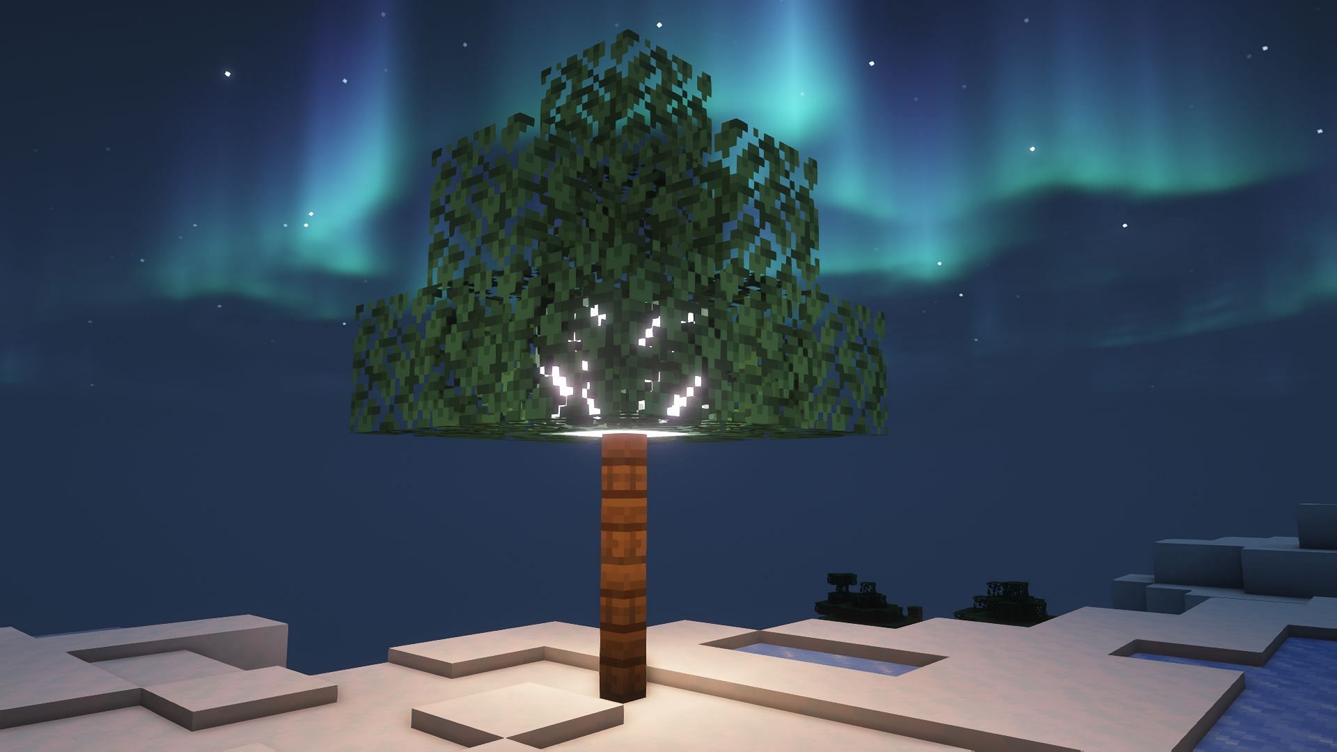 Users can place any light block and surround it with tree leaves in Minecraft (Image via Mojang)