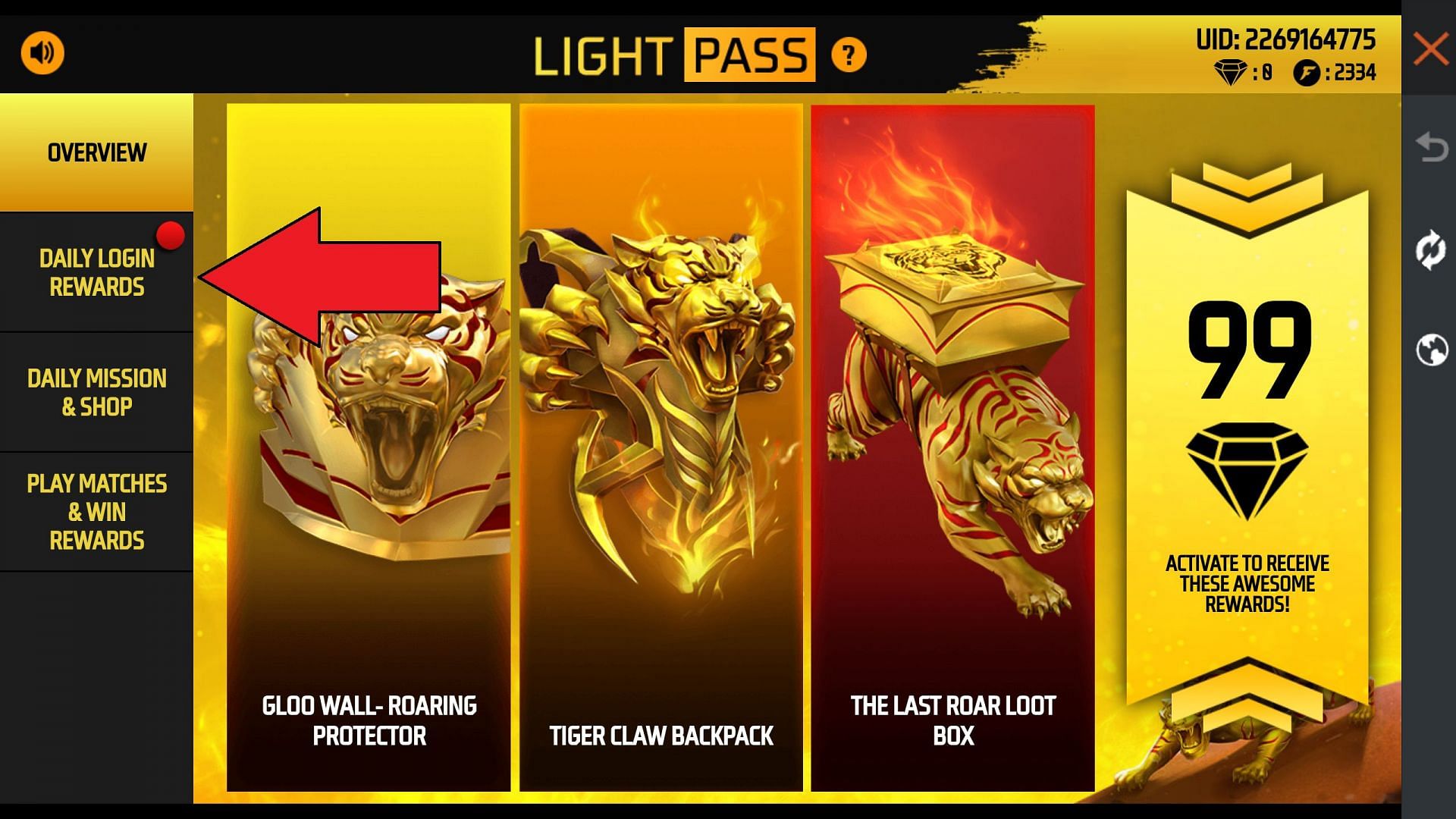 Gamers can tap on this option (Image via Garena)