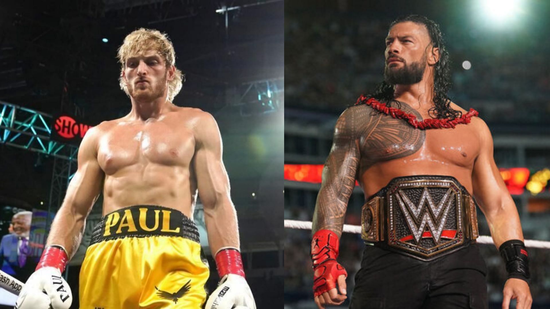 Undisputed WWE Universal Roman Reigns and Youtuber Logan Paul 
