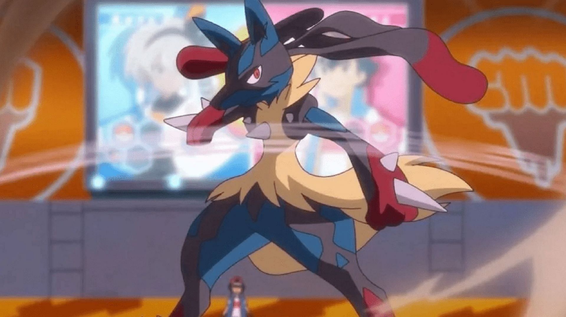 Ash&#039;s Lucario enters its Mega Evolution form (Image via The Pokemon Company)