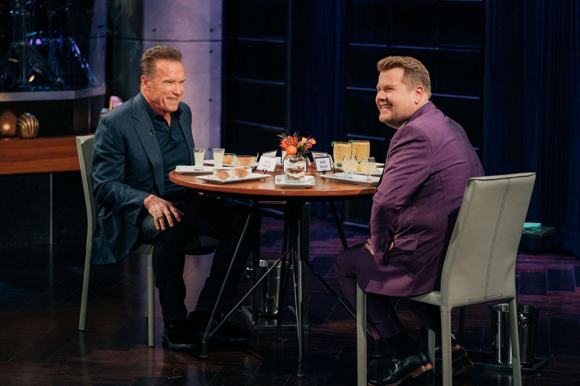 Arnold Schwarzenegger and James Corden (Image via Entertainment Weekly)