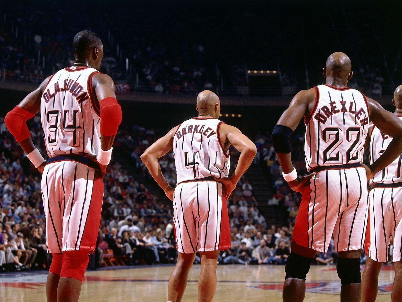 Houston Rockets legends Hakeem Olajuwon, Charles Barkley and Clyde Drexler