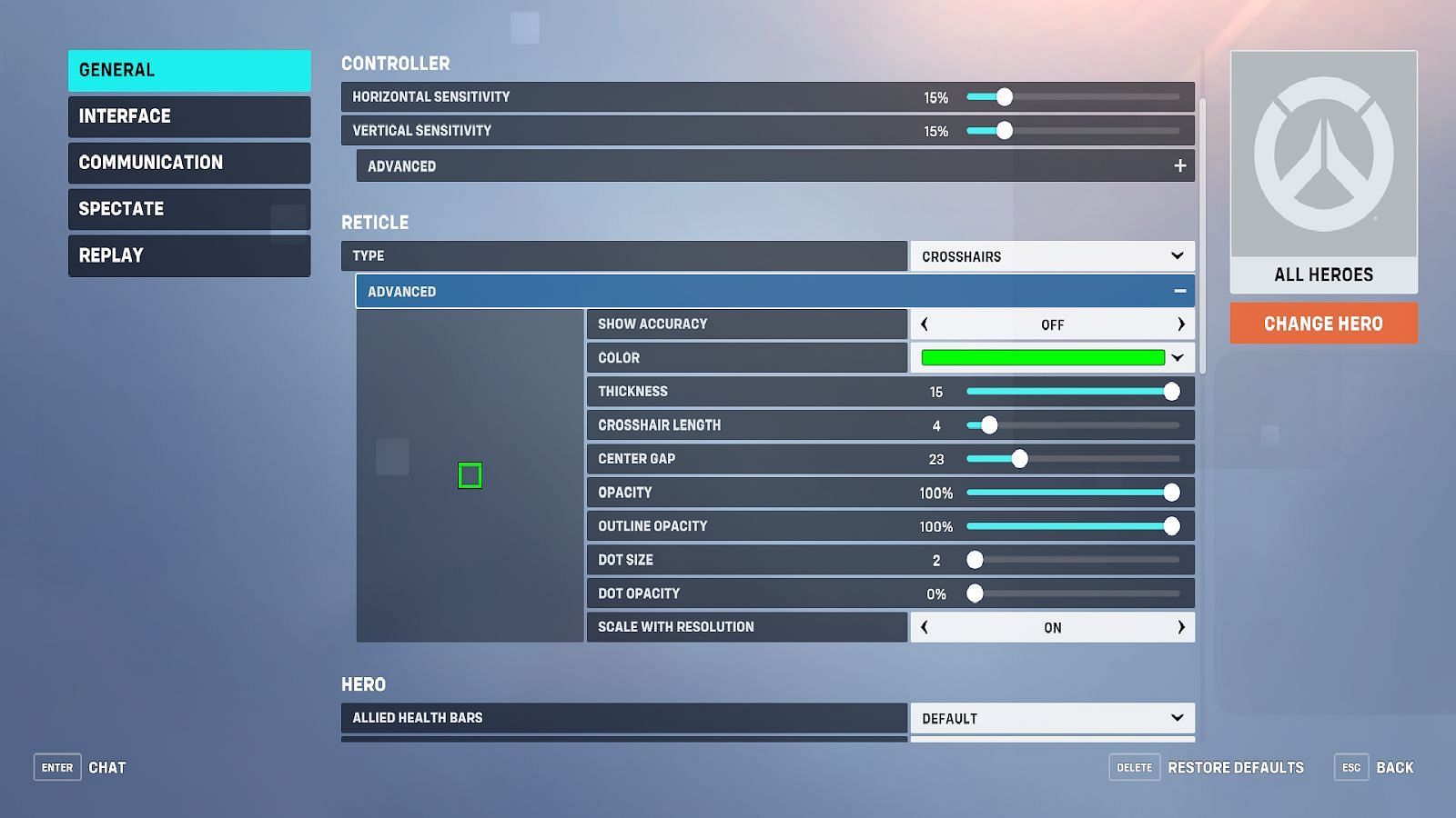 overwatch 2 crosshair settings