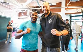 "The world is lucky basketball pays more than fighting" - Fans react to 7-ft tall NBA star Rudy Gobert making UFC heavyweight champion Francis Ngannou look like a normal person in a recent photo
