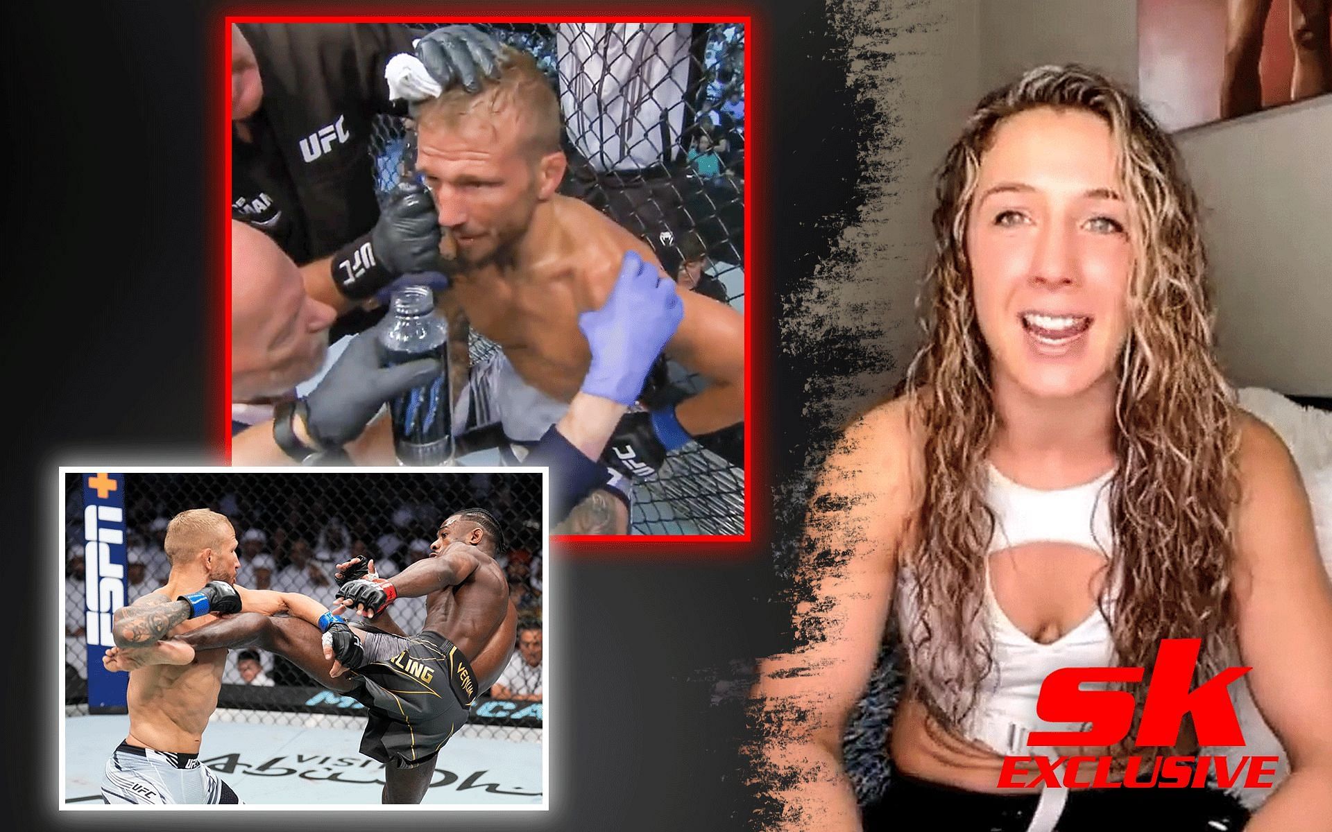  T.J. Dillashaw choosing to fight Aljamain Sterling at UFC 280 with injured shoulder was &quot;extraordinarily irresponsible&quot;, says Vanessa Demopoulos [Image credits: @ufceurope and @MMAFighting on Twitter]