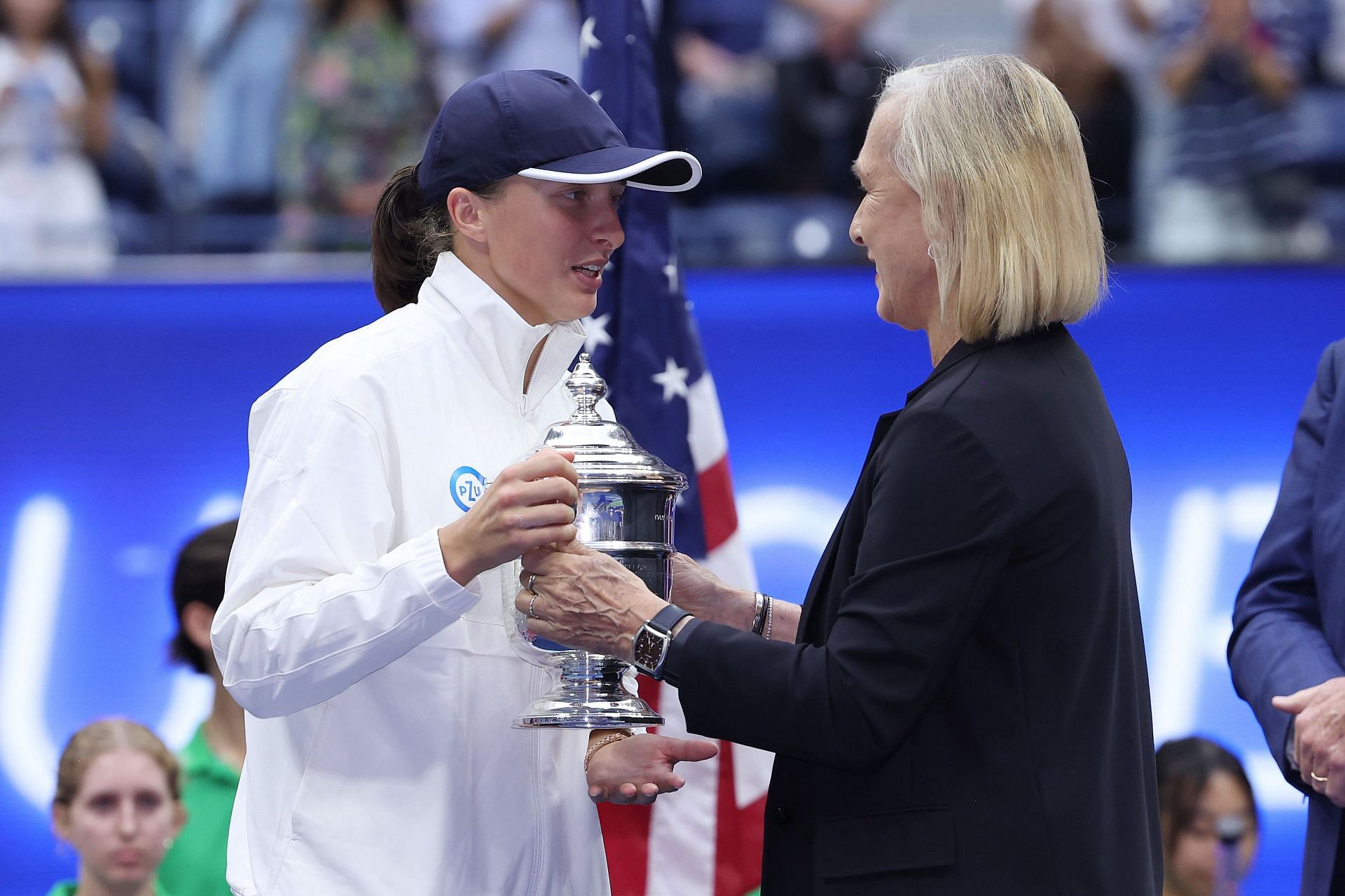 Martina Navratilova and Iga Swiatek at the 2022 US Open.