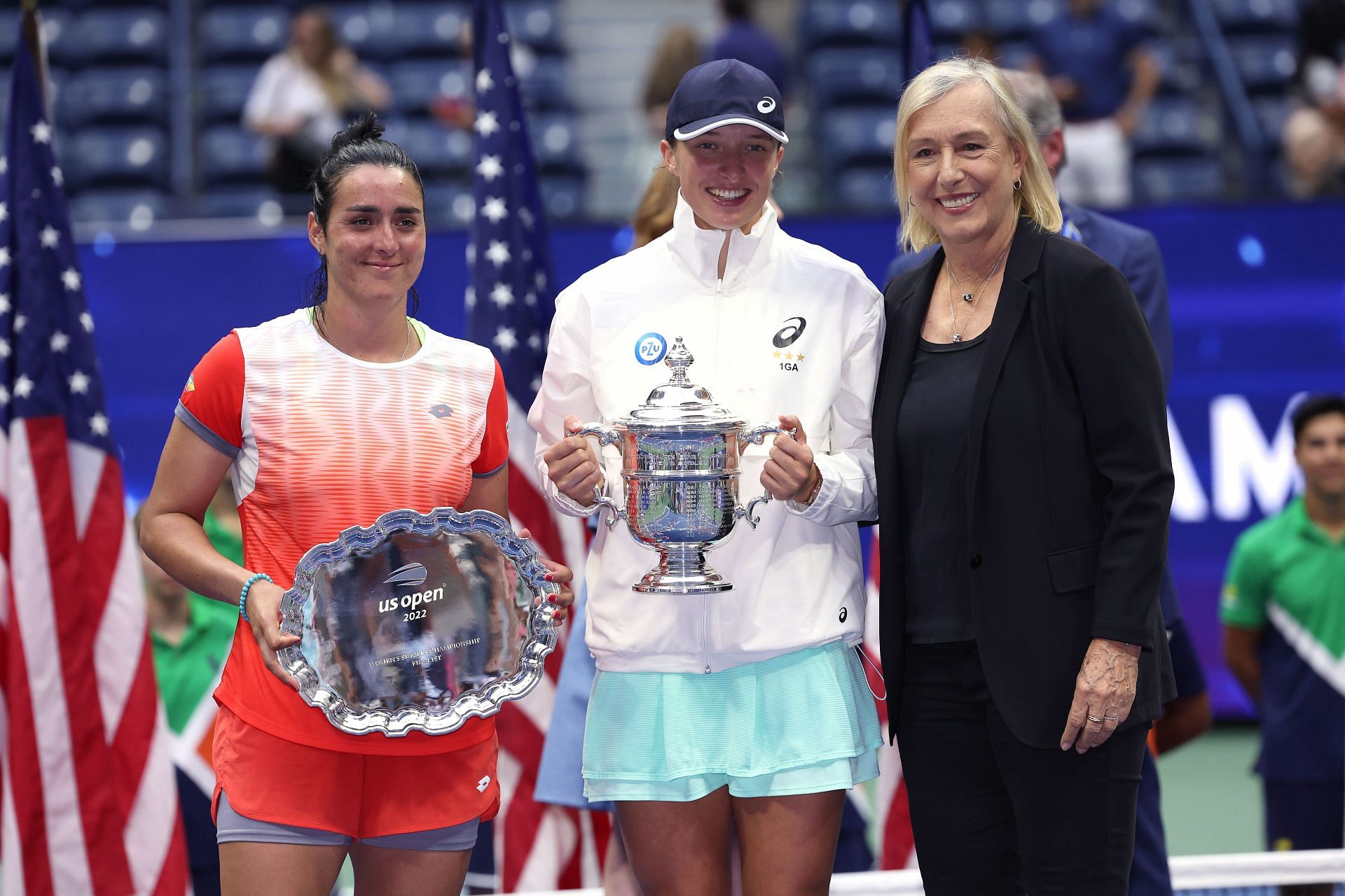 Ons Jabeur, Iga Swiatek and Martina Navratilova 2022 US Open - Day 13