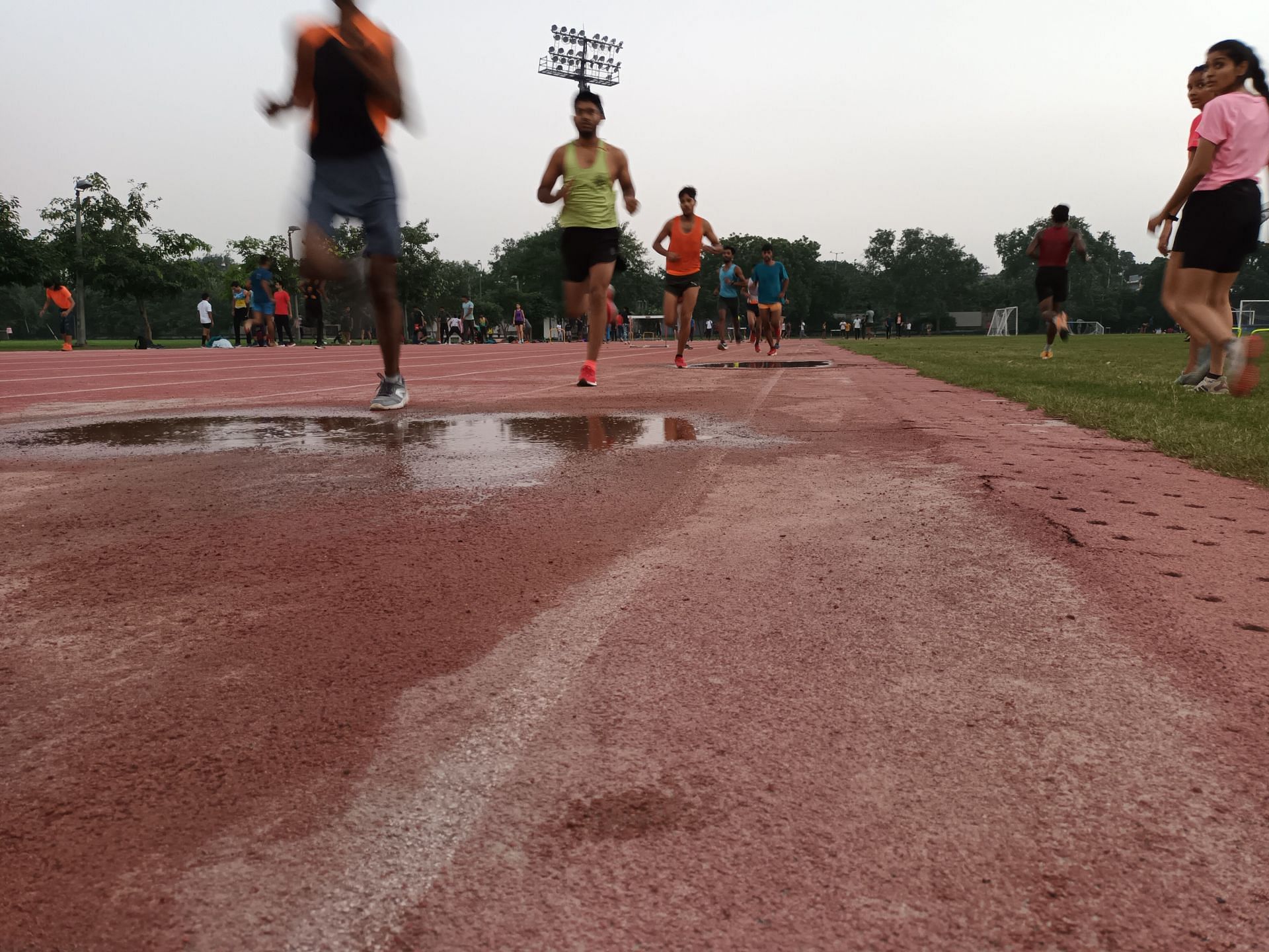 Athletes during track workout at Nehru Stadium in Delhi. Photo credit Navneet Singh