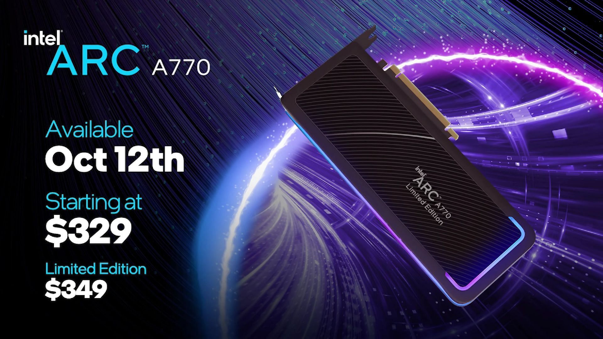 The Intel A770 will launch at $329 (Image via Intel Graphics/YouTube)