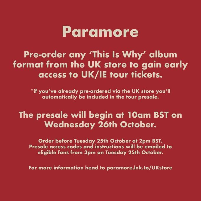 paramore uk tour resale tickets