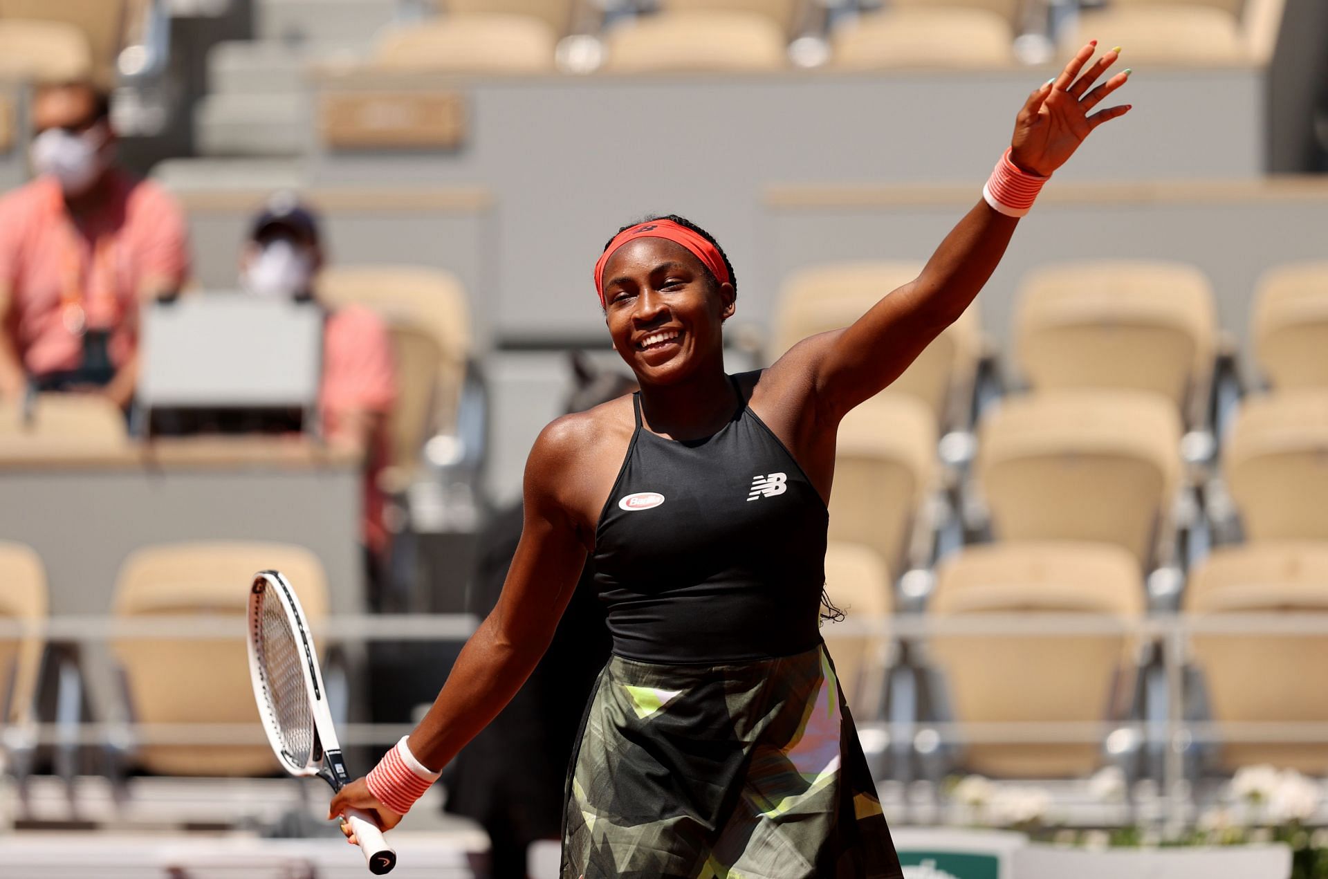 Coco Gauff in action at the 2021 French Open.