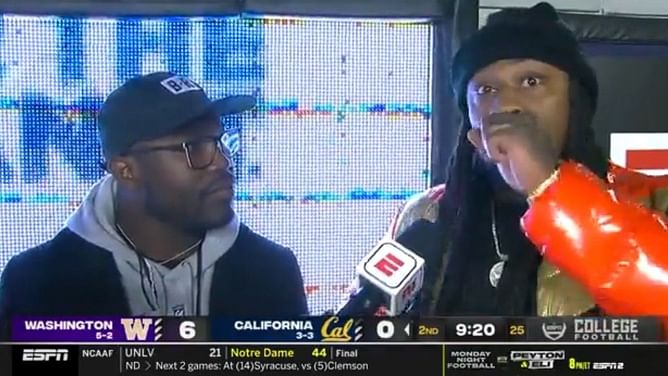 WATCH: Marshawn Lynch realizing he dropped F-bomb on live TV leaves NFL world in splits