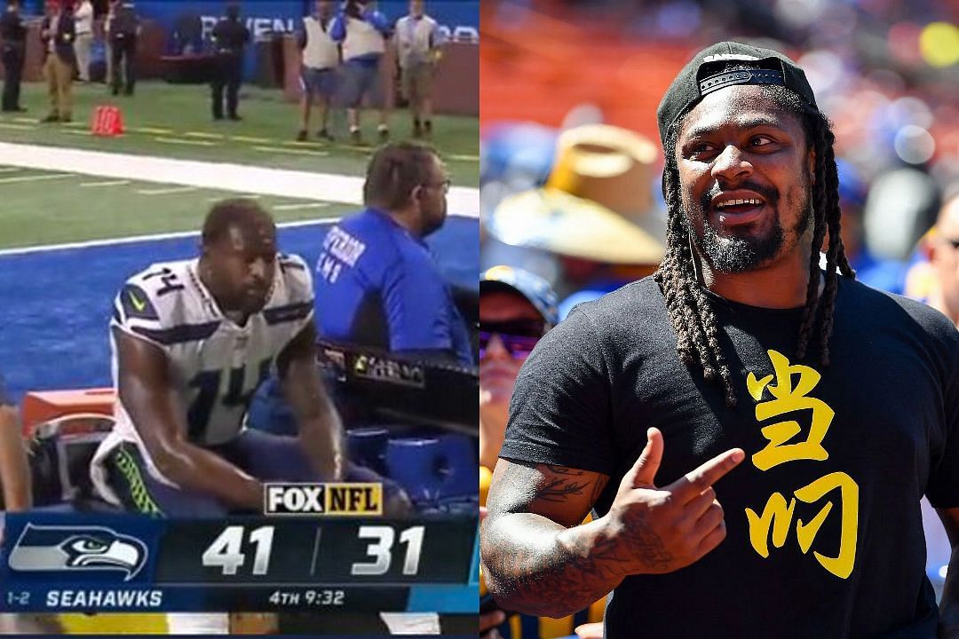 Marshawn would've drove himself , He damn near pulled a Paul Pierce -  NFL fans have hilarious reactions to DK Metcalf being carted off field for  bathroom break