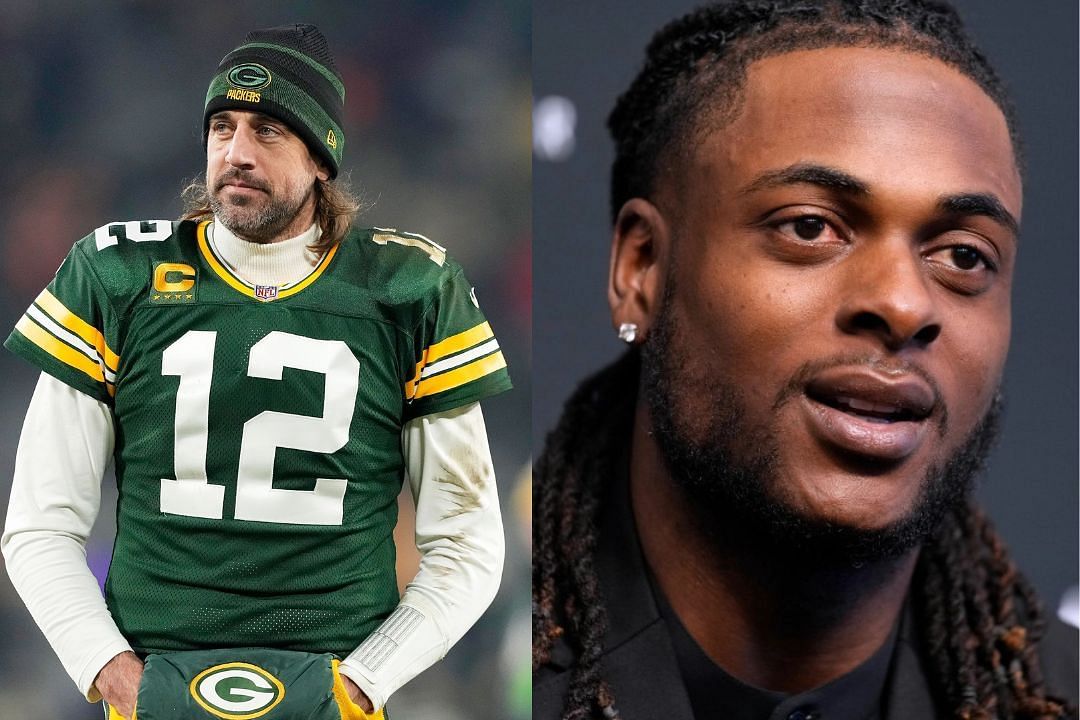 Packers QB Aaron Rodgers (l) and Raiders WR Davante Adams (r)