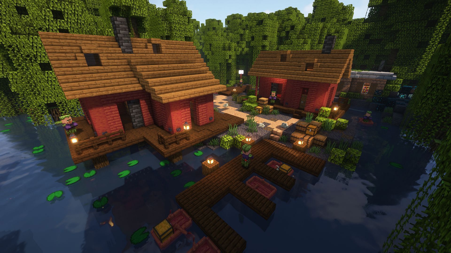 Until Mojang introduces a mangrove swamp village, why not make one of your own (Image via volvomodus/Imgur)