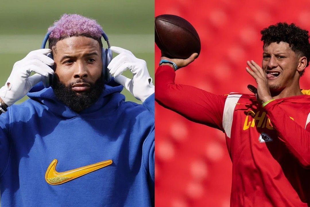 Odell Beckham Jr., right, Patrick Mahomes, left