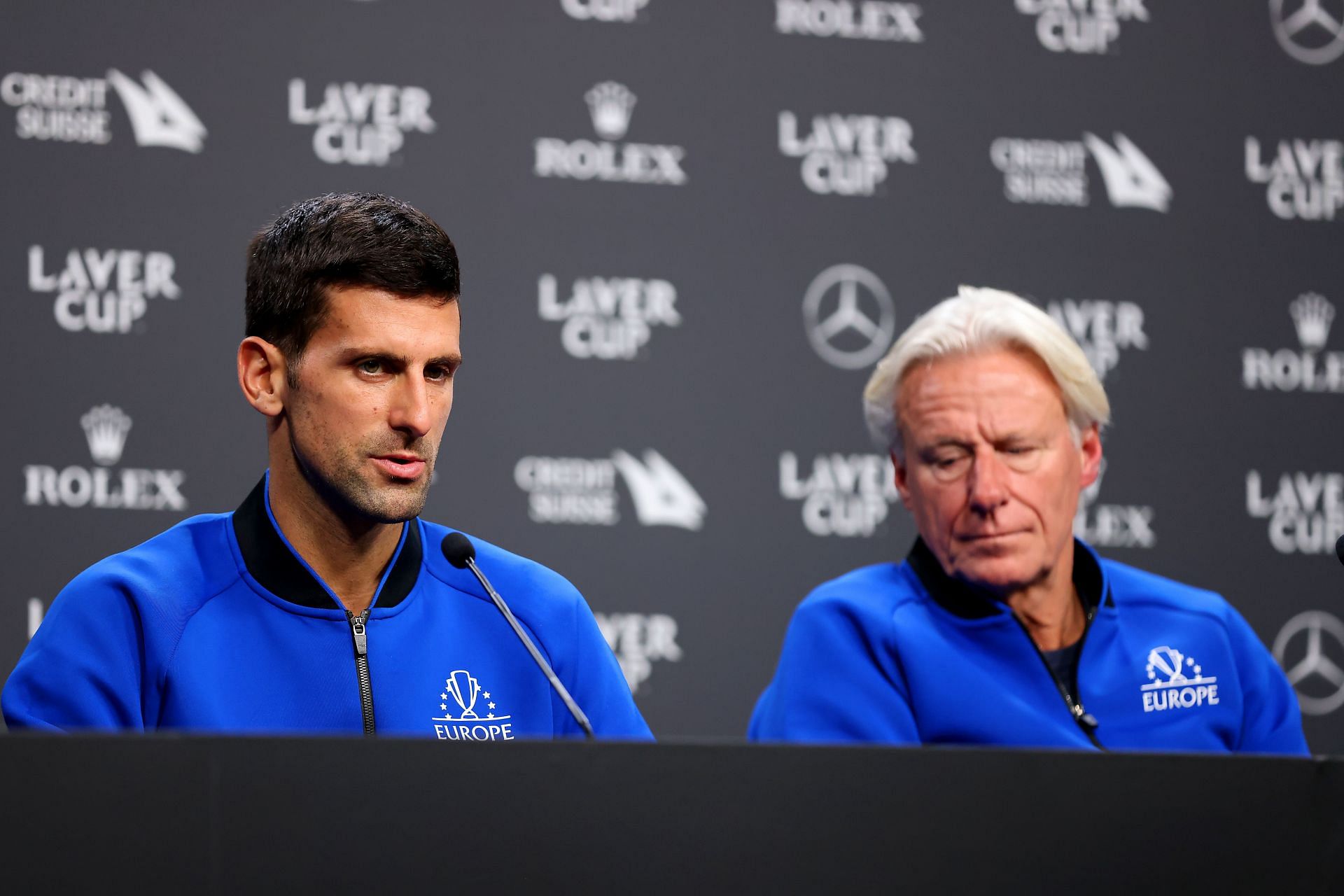 Novak Djokovic and Bjorn Borg at the 2022 Laver Cup - Day Three