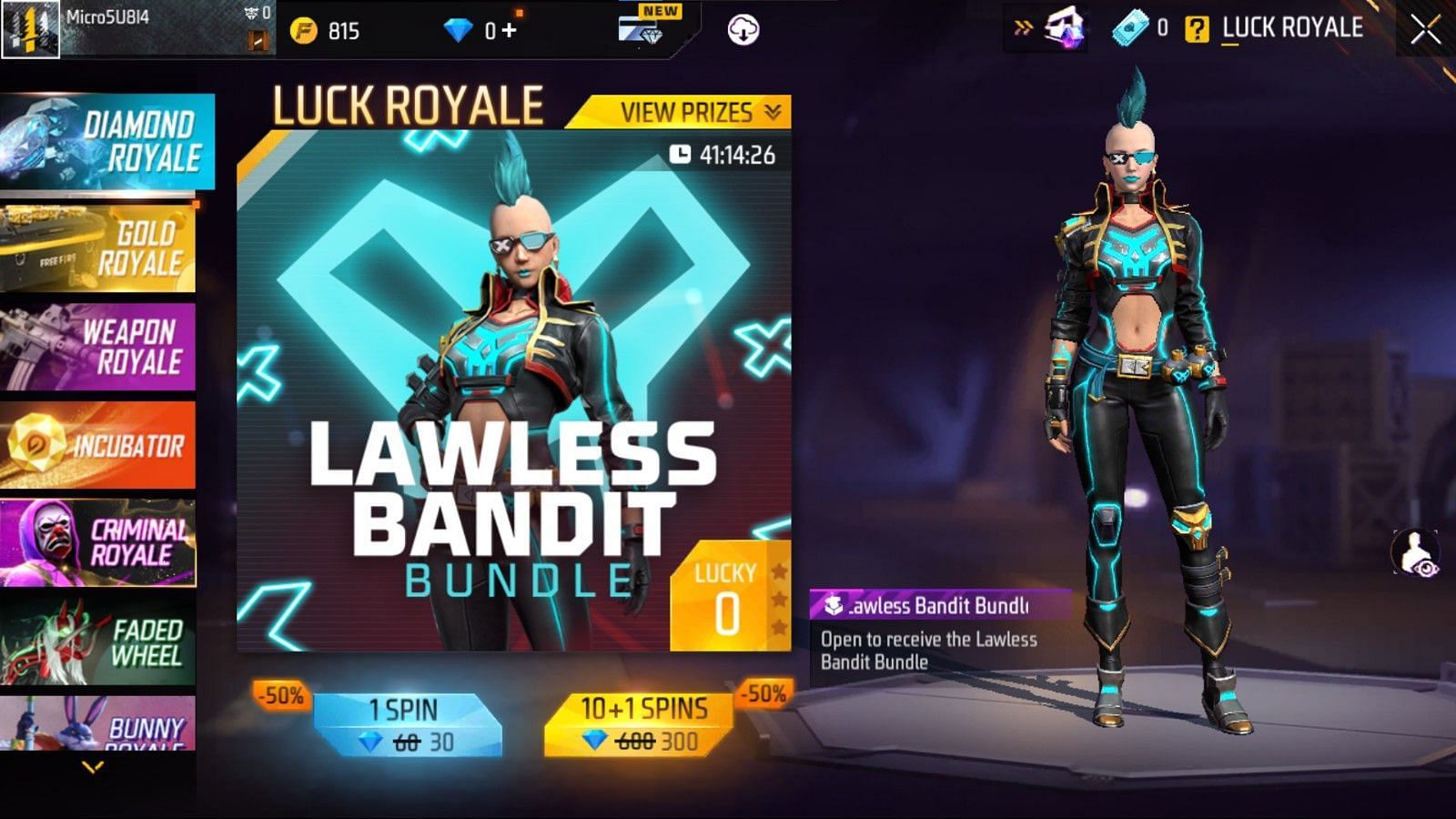 Users should hurry as this particular bundle will not stay long in the luck royale (Image via Garena)