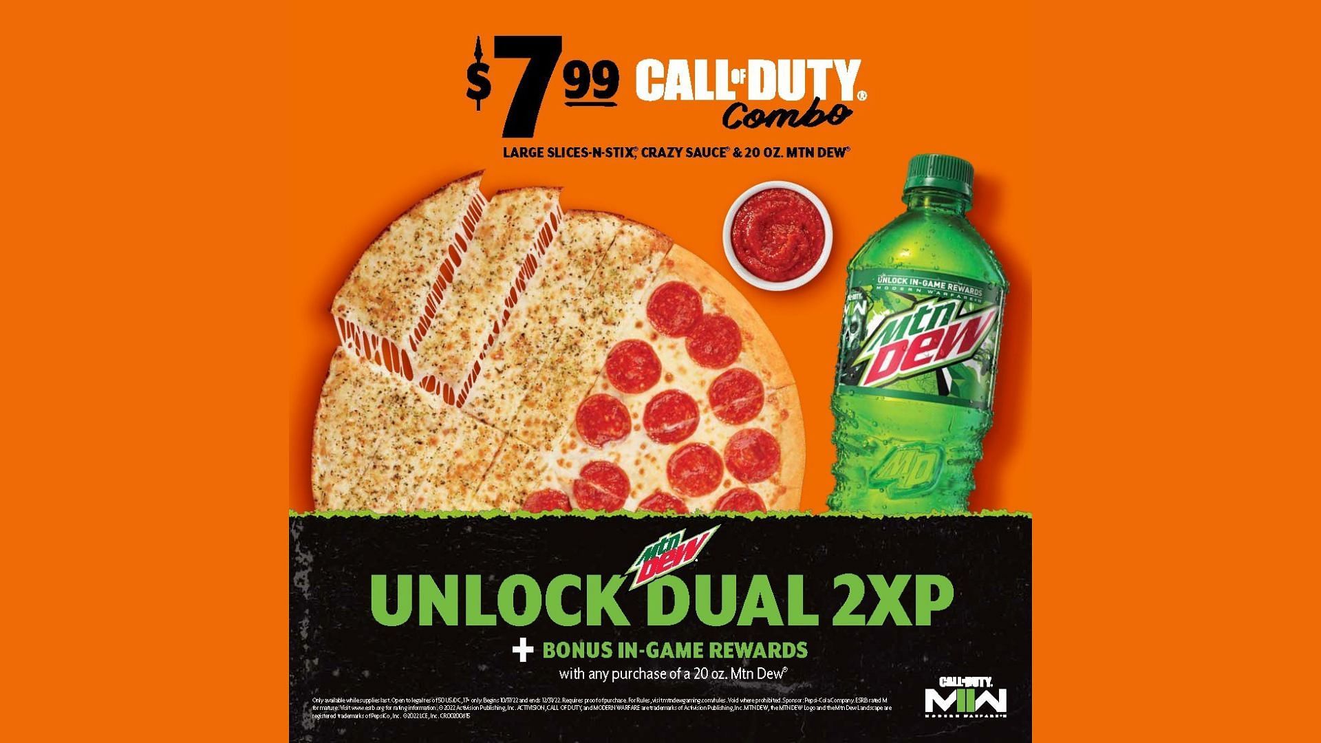 Players can redeem free Double XP codes upon making a purchase at Little Caesars (Image via Twitter/Call of Duty)