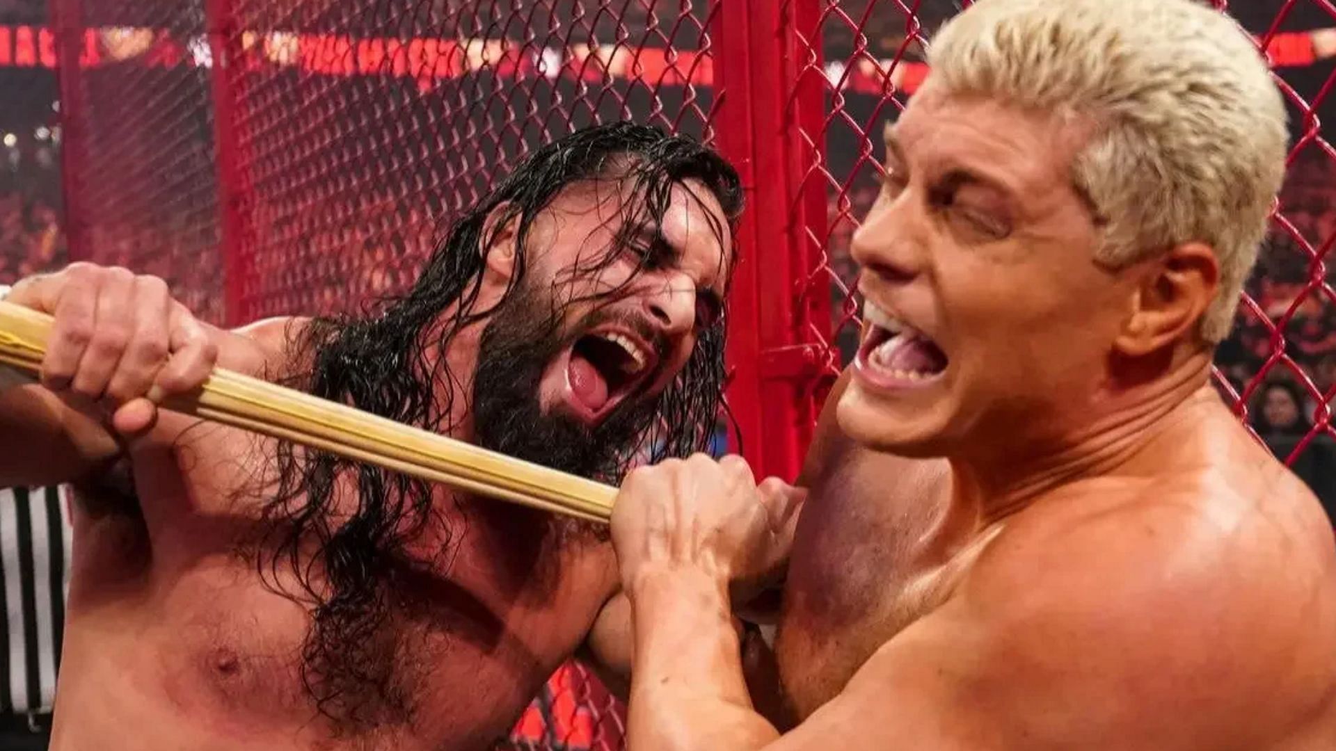 Seth Rollins battling Cody Rhodes at WWE Hell in a Cell