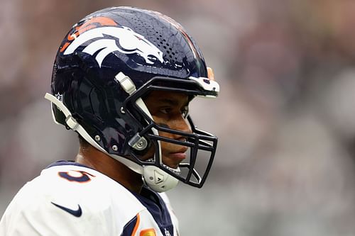 Russell Wilson at the Denver Broncos v Las Vegas Raiders game