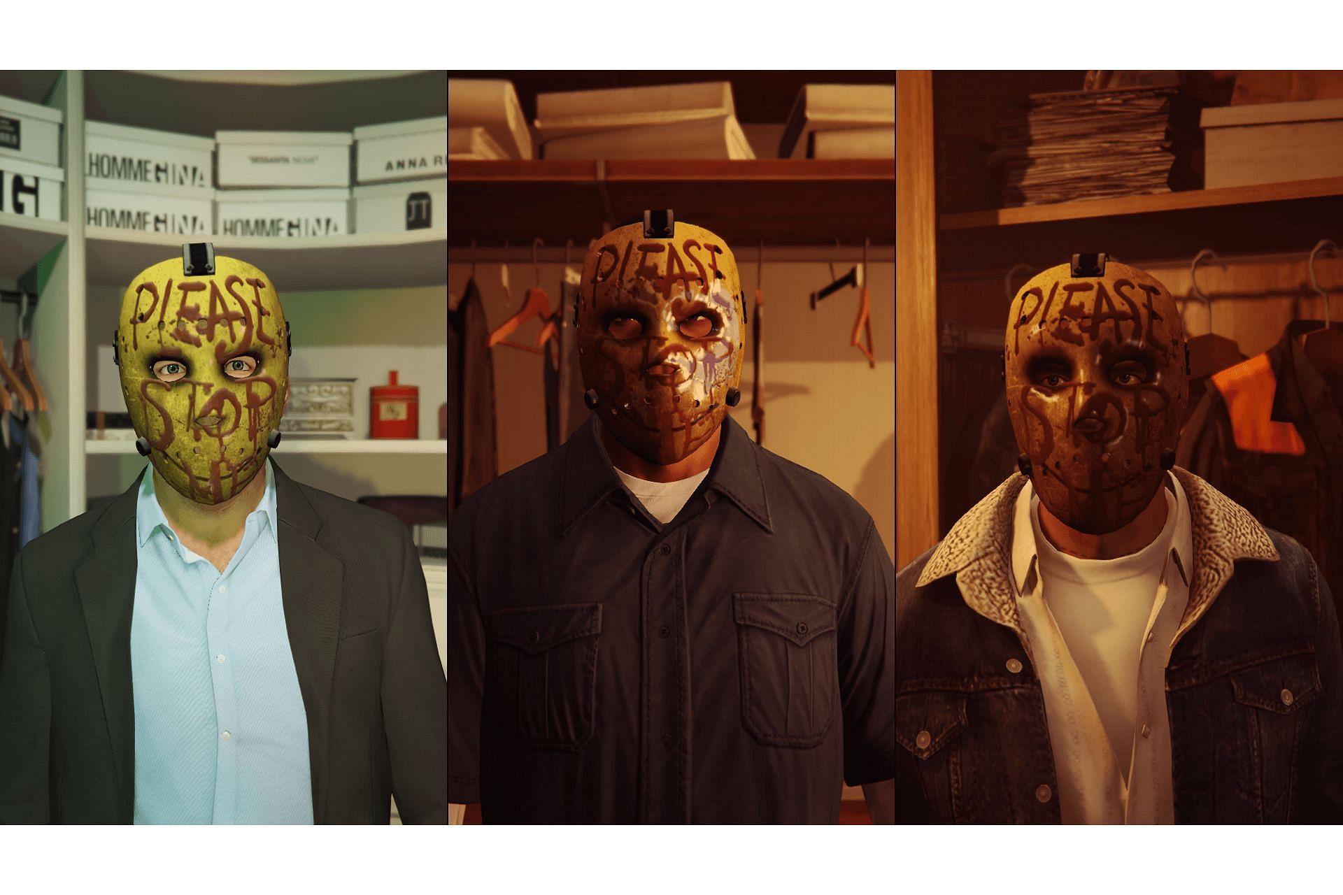 Masks provided with the mod for all three protagonists (Image via GTA5 Mods)