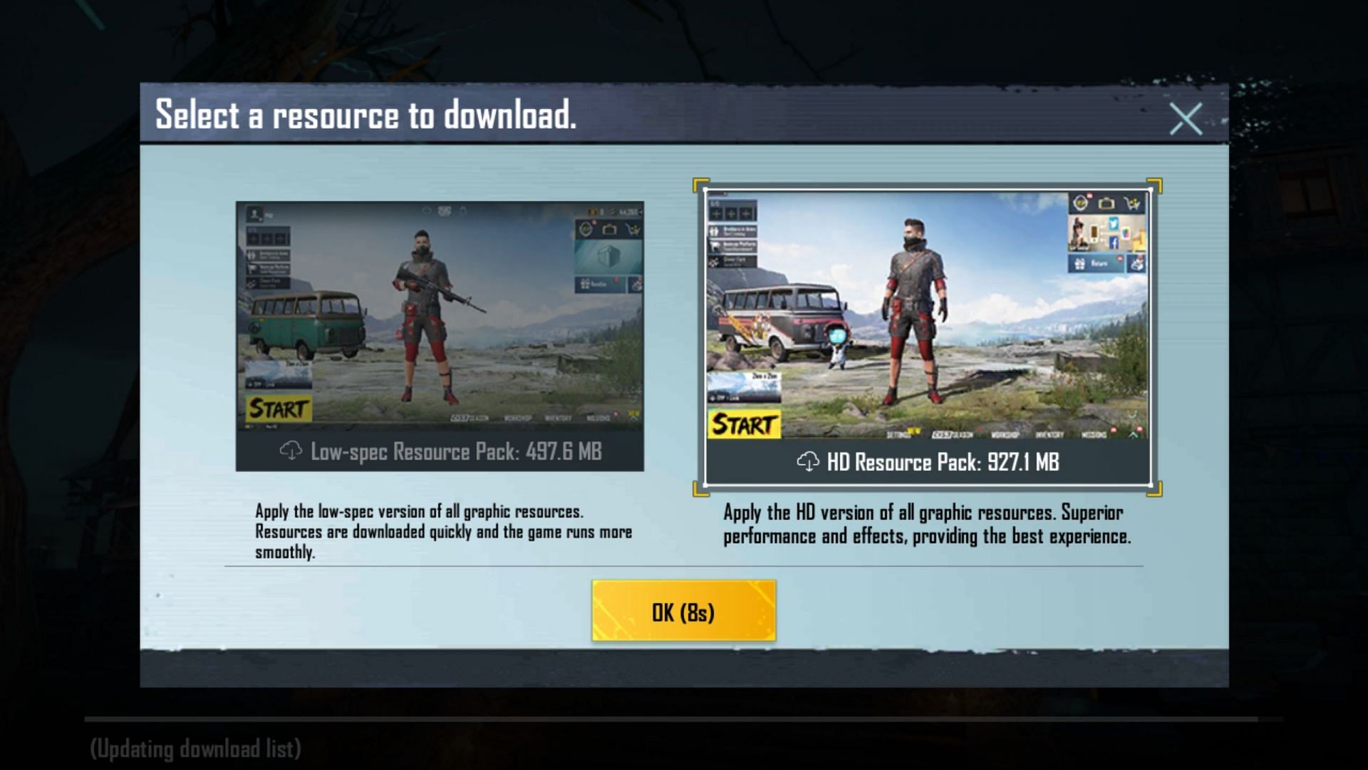 The two available resource pack options (Image via Tencent)
