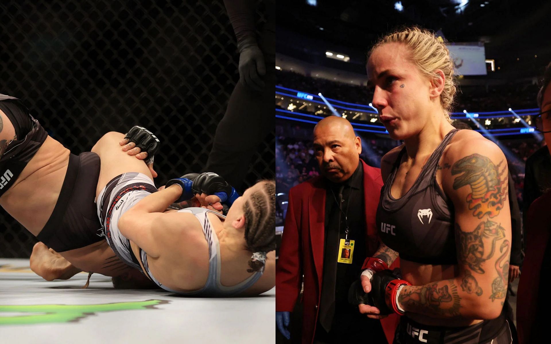 Jessica-Rose Clark and Julija Stoliarenko (left), Jessica-Rose Clark (right)