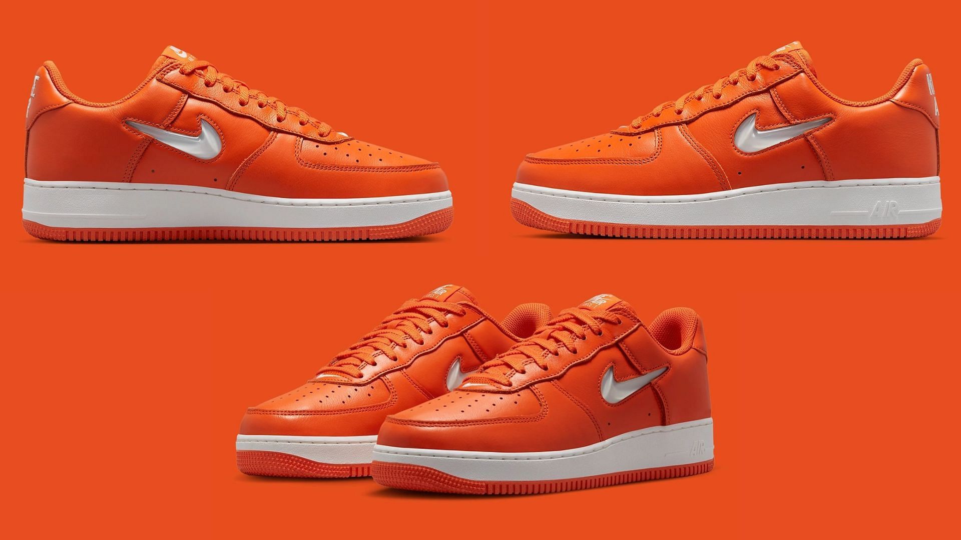 Take a closer look at the impending Nike Air Force 1 Low University Orange sneakers (Image via Sportskeeda)