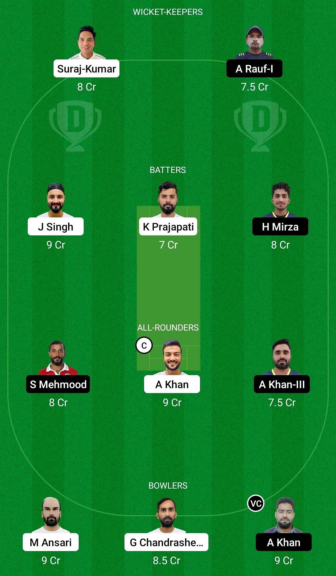 Dream11 Team for Qurum Thunders vs Bousher Busters - Oman D10 League 2022.