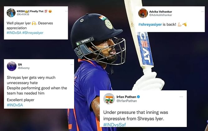 IND vs SA 2022: "Played like a team man" - Twitterati laud Shreyas Iyer's batting exploits in 1st ODI