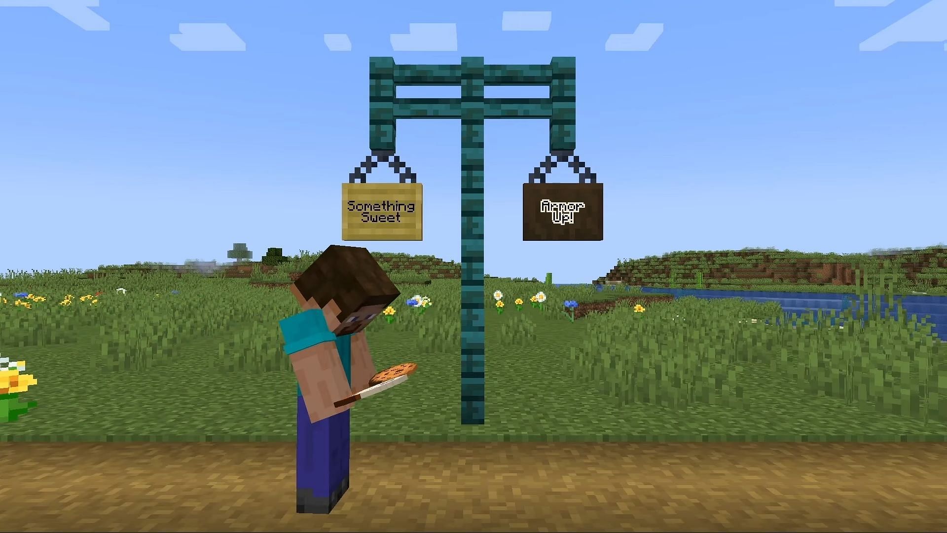Hanging signs are a unique addition that will feature in the game after the 1.20 update (Image via Mojang)